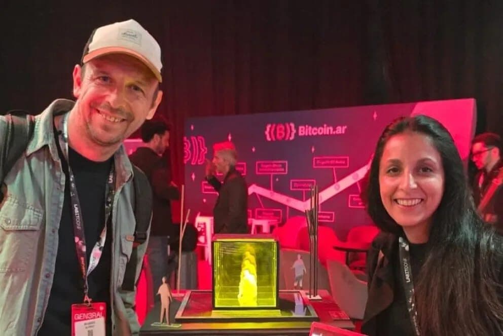 Ganadores en el stand de Bitcoin.ar